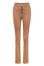 Высокие замшевые брюки EMBER бежевого цвета с молнией Garne 3042142 фото №8