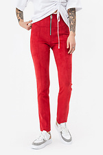 Високі замшеві штани EMBER червоного кольору з блискавкою Garne 3042143 фото №1