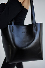 Жіноча сумка шоппер з натуральної шкіри чорного кольру Garne 3300143 фото №3