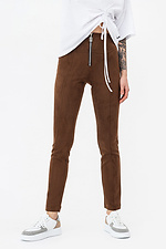 Высокие замшевые брюки EMBER коричневого цвета с молнией Garne 3042144 фото №1