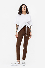 Высокие замшевые брюки EMBER коричневого цвета с молнией Garne 3042144 фото №2