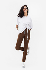 Високі замшеві штани EMBER коричневого кольору з блискавкою Garne 3042144 фото №4
