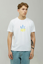 Біла бавовняна футболка для чоловіків з патріотичним принтом GEN 9000144 фото №1
