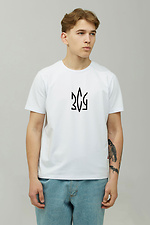 Біла бавовняна футболка для чоловіків з патріотичним принтом GEN 9000145 фото №1
