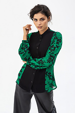 Шифоновая блуза VICKY в цветочный принт зеленого цвета. Garne 3041147 фото №2