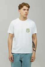Біла бавовняна футболка для чоловіків з патріотичним принтом GEN 9000148 фото №1
