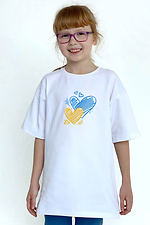 Біла бавовняна футболка на дівчинку з патріотичним принтом Garne 7770156 фото №2