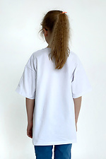 Біла бавовняна футболка на дівчинку з патріотичним принтом Garne 7770156 фото №3
