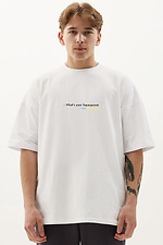 Біла бавовняна футболка oversize з патріотичним принтом GEN 9000165 фото №1