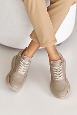 Жіночі шкіряні кросівки зимові бежеві  2505181 фото №10