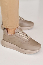 Жіночі шкіряні кросівки зимові бежеві  2505181 фото №15