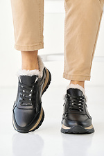 Зимові жіночі шкіряні кросівки чорні  2505193 фото №5