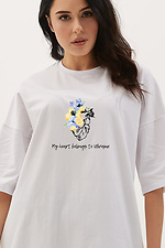 Хлопковая женская футболка оверсайз с патриотическим принтом Garne 9000195 фото №1