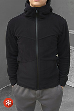 Теплая мужская кофта флиска с капюшоном черного цвета VDLK 8031204 фото №4