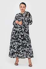 Черное удлиненное шифоновое платье в цветы PHILICIA Garne 3041208 фото №1