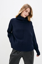 Теплый вязаный свитер оверсайз с высоким воротником  4038211 фото №1