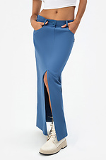 Женская юбка EJEN с разрезом спереди синего цвета Garne 3041214 фото №1