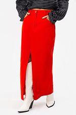 Женская юбка EJEN с разрезом спереди красного цвета Garne 3041215 фото №1