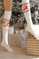 Білі новорічні панчохи з оленями M-SOCKS 2040217 фото №3