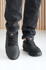 Мужские кроссовки кожаные весенне-осенние черные  2505218 фото №2