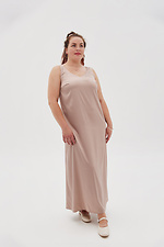 Атласное удлиненное платье MEGG бежевого цвета Garne 3041219 фото №9