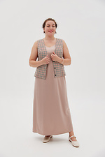 Атласное удлиненное платье MEGG бежевого цвета Garne 3041219 фото №10