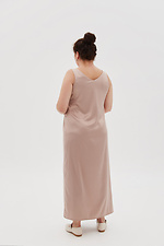 Атласное удлиненное платье MEGG бежевого цвета Garne 3041219 фото №12