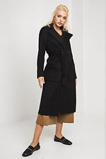 Черное кашемировое пальто ELEN на весну с отложным воротником и поясом Garne 3039221 фото №1