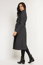 Темно-серое кашемировое пальто ELEN на весну с отложным воротником и поясом Garne 3039222 фото №5