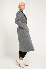 Серое кашемировое пальто ELEN на весну с отложным воротником и поясом Garne 3039223 фото №5