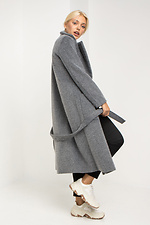Сіре кашемірове пальто ELEN на весну з відкладним коміром та поясом Garne 3039223 фото №9