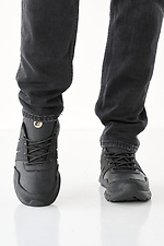 Чоловічі кросівки шкіряні весняно-осінні чорного кольору  2505225 фото №2
