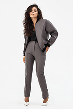 Женские классические брюки из эко-кожи графитового цвета Garne 3041229 фото №4