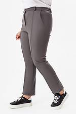 Жіночі класичні штани з еко-шкіри графітового кольору Garne 3041229 фото №6
