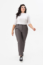 Жіночі класичні штани з еко-шкіри графітового кольору Garne 3041229 фото №7