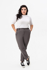 Жіночі класичні штани з еко-шкіри графітового кольору Garne 3041229 фото №8