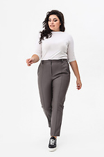 Жіночі класичні штани з еко-шкіри графітового кольору Garne 3041229 фото №9