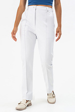 Жіночі класичні штани з еко-шкіри білого кольору Garne 3041230 фото №1