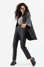 Жіночі класичні штани з еко-шкіри чорного кольору Garne 3041231 фото №6