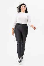 Жіночі класичні штани з еко-шкіри чорного кольору Garne 3041231 фото №8