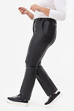 Жіночі класичні штани з еко-шкіри чорного кольору Garne 3041231 фото №10