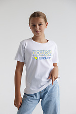 Детская футболка с принтом "Вышиванка" белого цвета Garne 9001247 фото №1