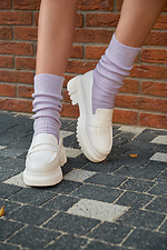 Лавандові шкарпетки в рубчик з вовни мериноса M-SOCKS 2040248 фото №3