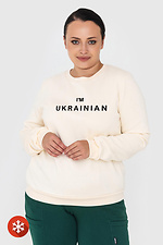Утепленный принтованный "I'm Ukrainian" свитшот молочного цвета Garne 9001259 фото №1