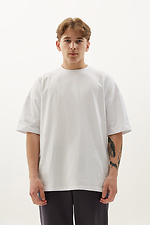 Чоловіча бавовняна футболка оверсайз білого кольору GEN 8000317 фото №2