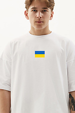 Белая хлопковая футболка оверсайз с патриотическим принтом GEN 8000331 фото №1