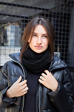 Теплый зимний шарф хомут крупной вязки черного цвета Without 8048331 фото №1
