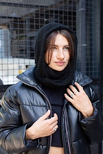 Теплый зимний шарф хомут крупной вязки черного цвета Without 8048331 фото №4