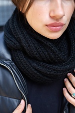 Теплый зимний шарф хомут крупной вязки черного цвета Without 8048331 фото №5