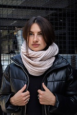 Теплый зимний шарф хомут крупной вязки бежевого цвета Without 8048335 фото №1